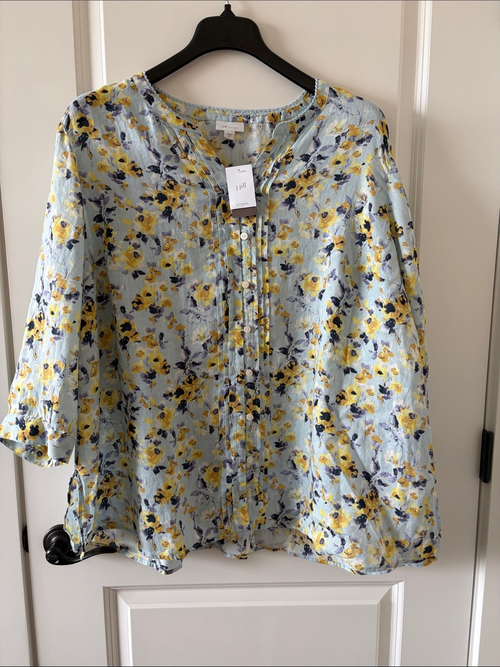 J.Jill Floral Button-Front Women’s Tunic Blouse